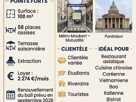 vente locaux professionnels 0 pièces 100 m² à paris 5ème (75005)  110 000 €