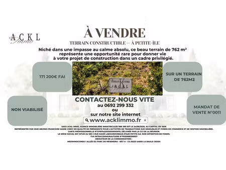 vente terrain 762 m² petite-île (97429)
