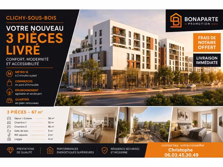 vente appartement 2 pièces 67 m² clichy-sous-bois (93390)