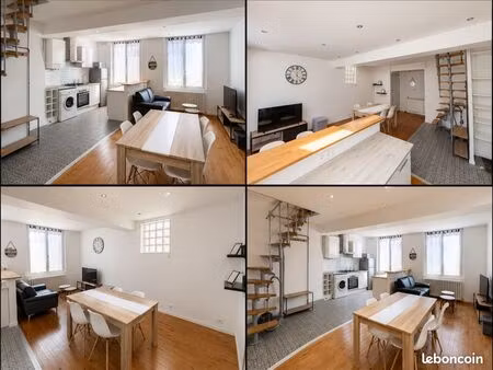 t2 duplex meublé 58 m² - centre historique de joigny - tout équipé