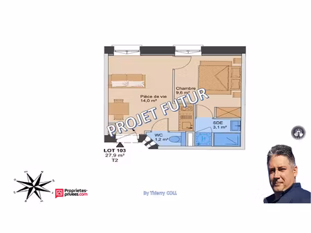 appartement lyon 3 t2 de 27.90 m²