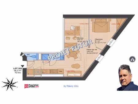lyon 3 t2 bis de 39.30 m²