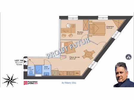 lyon 3 t2 bis de 47.10m²