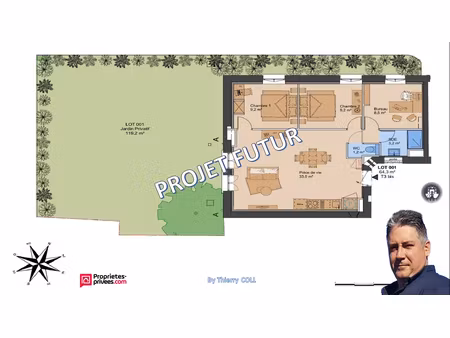 lyon 3 t3 bis rez-de-jardin de 69.70 m² avec grand jardin privatif de 119m²