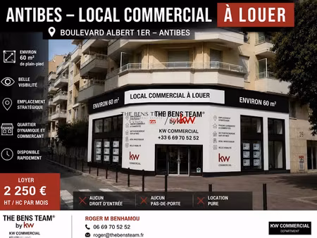 location locaux professionnels 3 pièces 60.78 m² à antibes (06600)  2 250 €