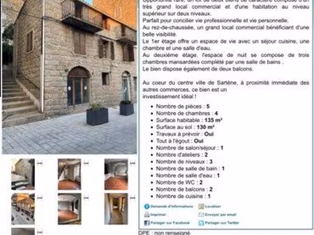 à vendre à sartene commerces plus appartement