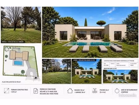 terrain constructible 1 070 m² avec permis purgé – bouc-bel-air