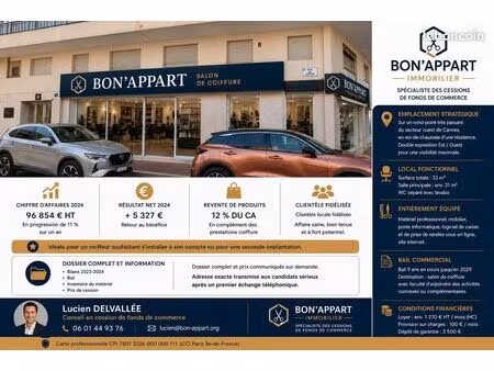 fonds de commerce  salon de coiffure cannes