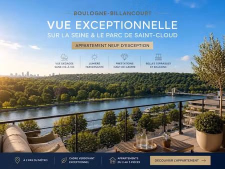 vente appartement 4 pièces 100 m² à boulogne-billancourt (92100)  1 295 000 €
