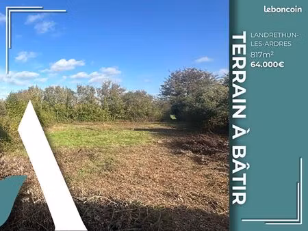 terrain 817 m² landrethun les ardres