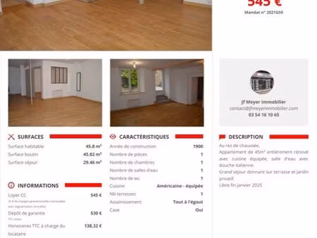appartement rdj avec extérieur