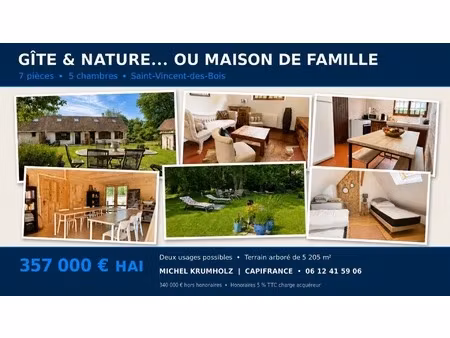 saint-vincent-des-bois (27) – maison de famille ou projet de gîtes – 7 pièces  5 chambres 