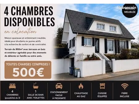 gande maison avec exterieur pour colocation (5min gare - 10 min centre ville - 500 par cha