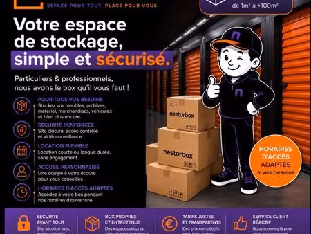 box en location/ box à louer/ box de stockage à louer de 1 à 100m2 / dépôt à louer