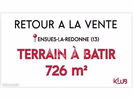 terrain 726 m² ensues la redonne