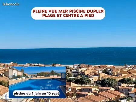 les terrasses du soleil duplex pleine vue mer piscine plage et centre a pied
