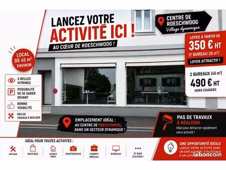 local commercial 26m² ou 45 m² à louer à roeschwoog