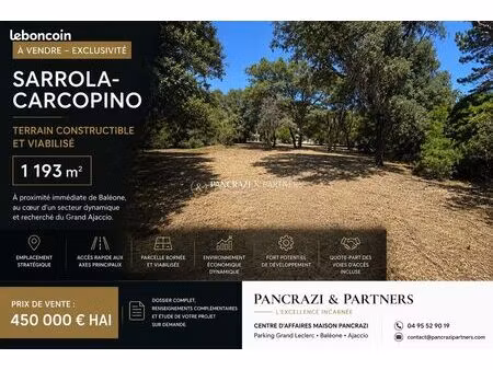 terrain 1193 m² sarrola-carcopino