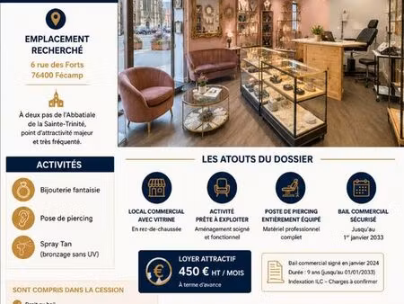 bijouterie  fonds de commerce 45 m² fecamp