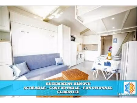 studio + mezzanine – 6 couchages – parking privatif – 100 m de la plage – résidence avec p