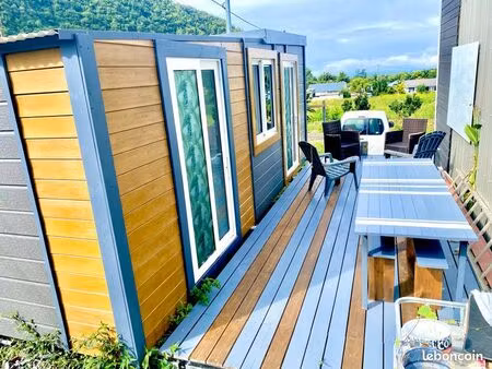bungalow f2/3 meublé + terrasse + transport