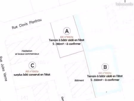 av terrain a bâtir 330m² et 560m² centre oissel
