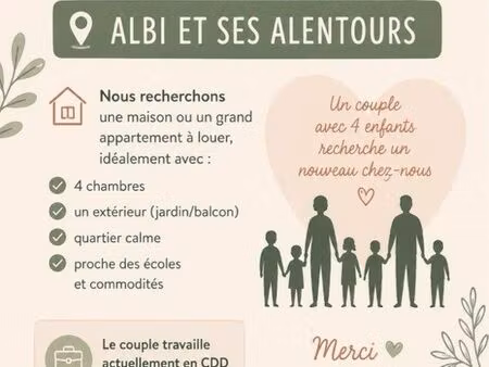 famille recherche maison à louer 4 chambres
