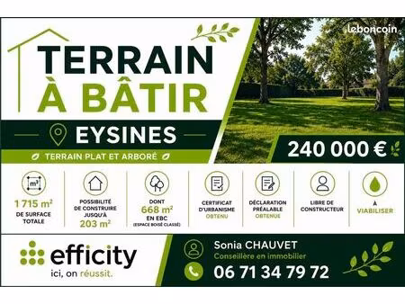terrain 1 715 m² eysines