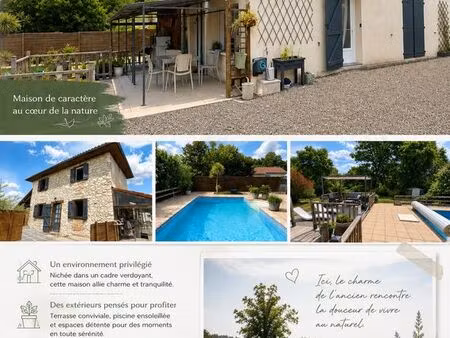 maison t4 en pierre - 102m² -piscine - heugas