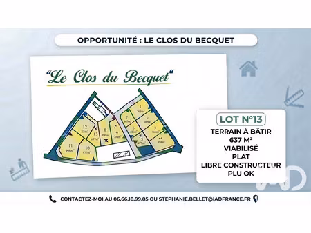 vente terrain à bâtir 637 m²