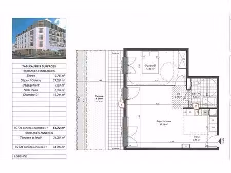 à louer – appartement 2 pièces avec terrasse et parking à paray-vieille-poste