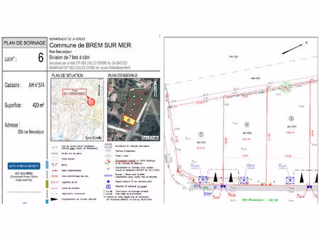 vente terrain  420.00m²  brem