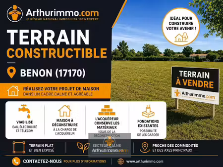 vente terrain 671 m2 à benon