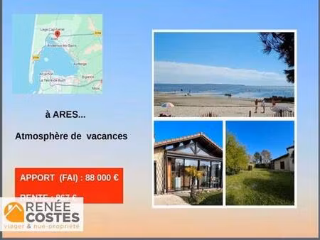 vente en nue propriété - f78 ans - ares (33740)