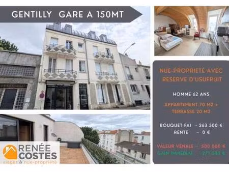 vente en nue propriété - h62 ans - gentilly (94250)