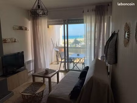 t1 / studio charmant 23 m² – vue mer & terrasse sud-est – canet sud location meublée de se
