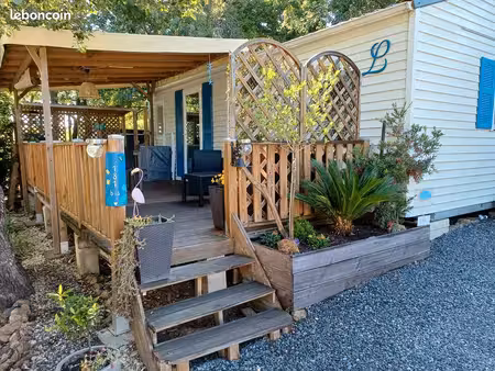 mobil-home louisiane flores 2008 – 32 m² + terrasse 27 m² – camping l’argentière 4★ à cogo