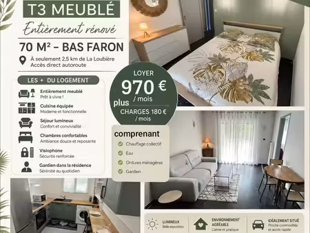 t3 meublé refait à neuf darboussedes
