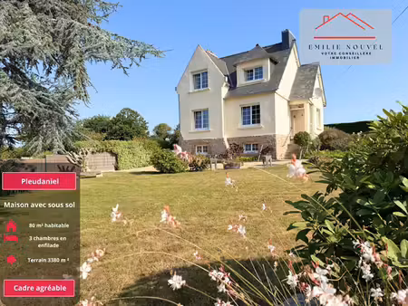 maison familiale 5 pièces   sous-sol complet   80 m²   terrain de 3 380 m²  pleudaniel