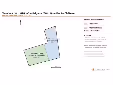 vente terrain 828 m² brignon (30190)