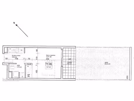 t1 avec parking & jardin (env20m²) proche clinique