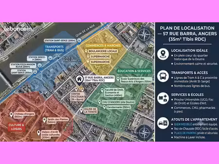 t1bis 35m² meublé & rénové — parking privé  radiateurs  vmc & isolation neufs — angers chu