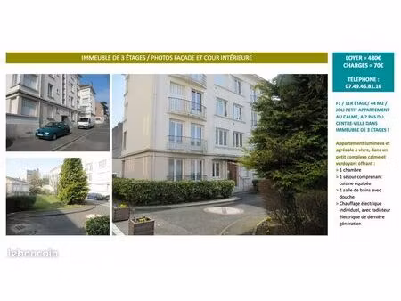 f1 / 1er étage/ 44 m2 / joli petit appartement au calme  à 2 pas du centre-ville