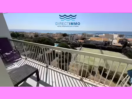 carnon-plage f3 traversant dernier etage avec vue panoramiqu
