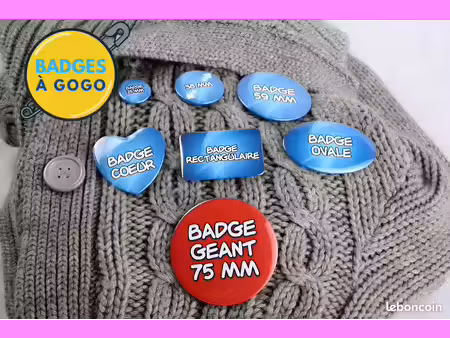 activité badges personnalisés clé en main (matériel + stock + site)