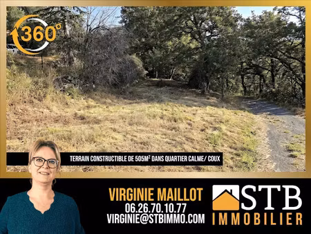 vente terrain à batir 505 m² à coux (07000)  40 000 €