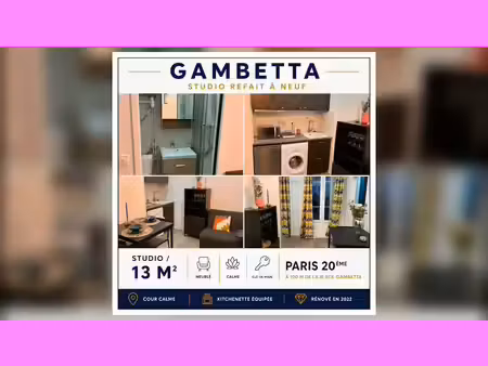 vente appartement 1 pièce 13 m² à paris 20ème (75020)  135 000 €
