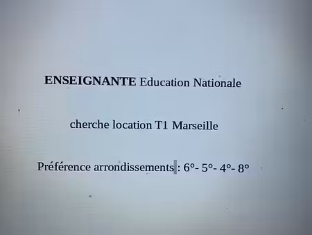 enseignante cherche location t1 marseille