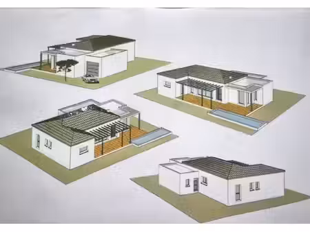 terrain constructible de 839 00 m² magalas (34) avec villa plain pied 4 faces