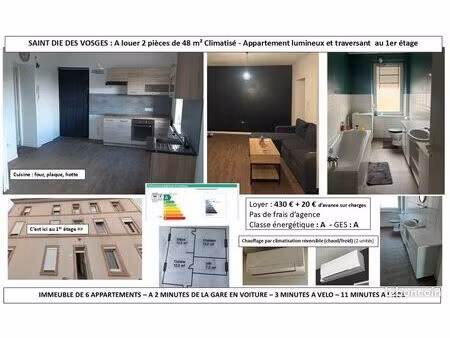 st dié loue 2 pces 48 m2 climatisé